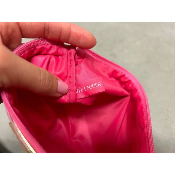 NWOT Lilly Pulitzer X Estee Lauder Pink Jungle Cat Print Canvas Makeup Bag - Picture 6 of 10